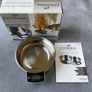 New in Box EYENIMAL Intelligent Pet Bowl White & Stainless Steel